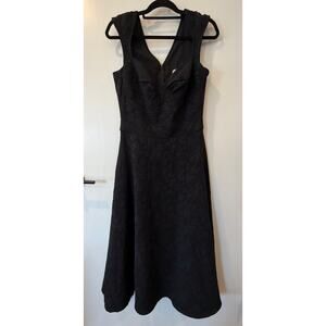 Bettie Page Queen of Pinups Size 12 Black Lace Cocktail Dress - Midi Length